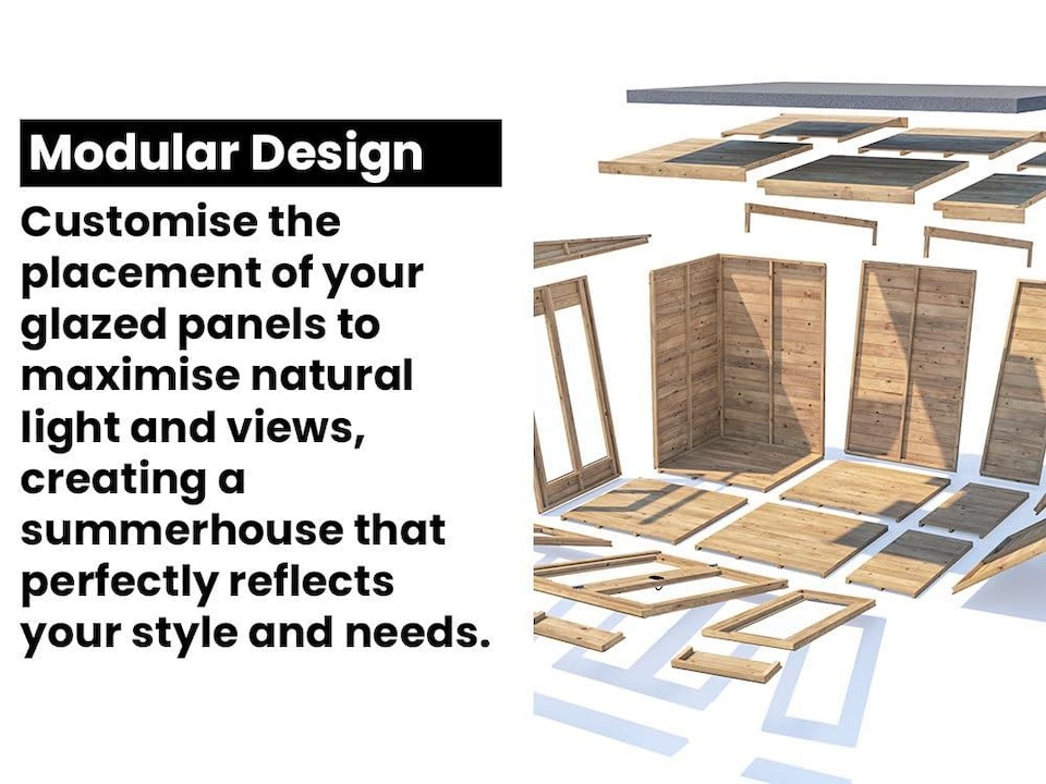 image 1 of Dunster House Summerhouse 2.4m x 2.4m (8' x 8') Pent Roof, Fully Pressure, Superfelt, RagePanda Modular