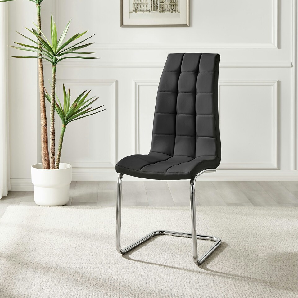 image 1 of Furniturebox 2x Deep Foam Cushioned Black Murano Dining Chairs