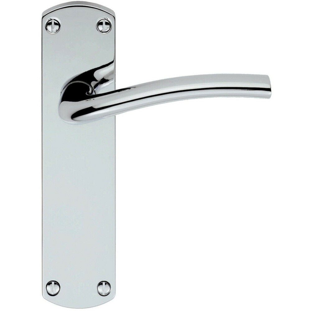 Loops Rounded Curved Bar Handle on Latch Backplate 170 x 42mm Polished Chrome