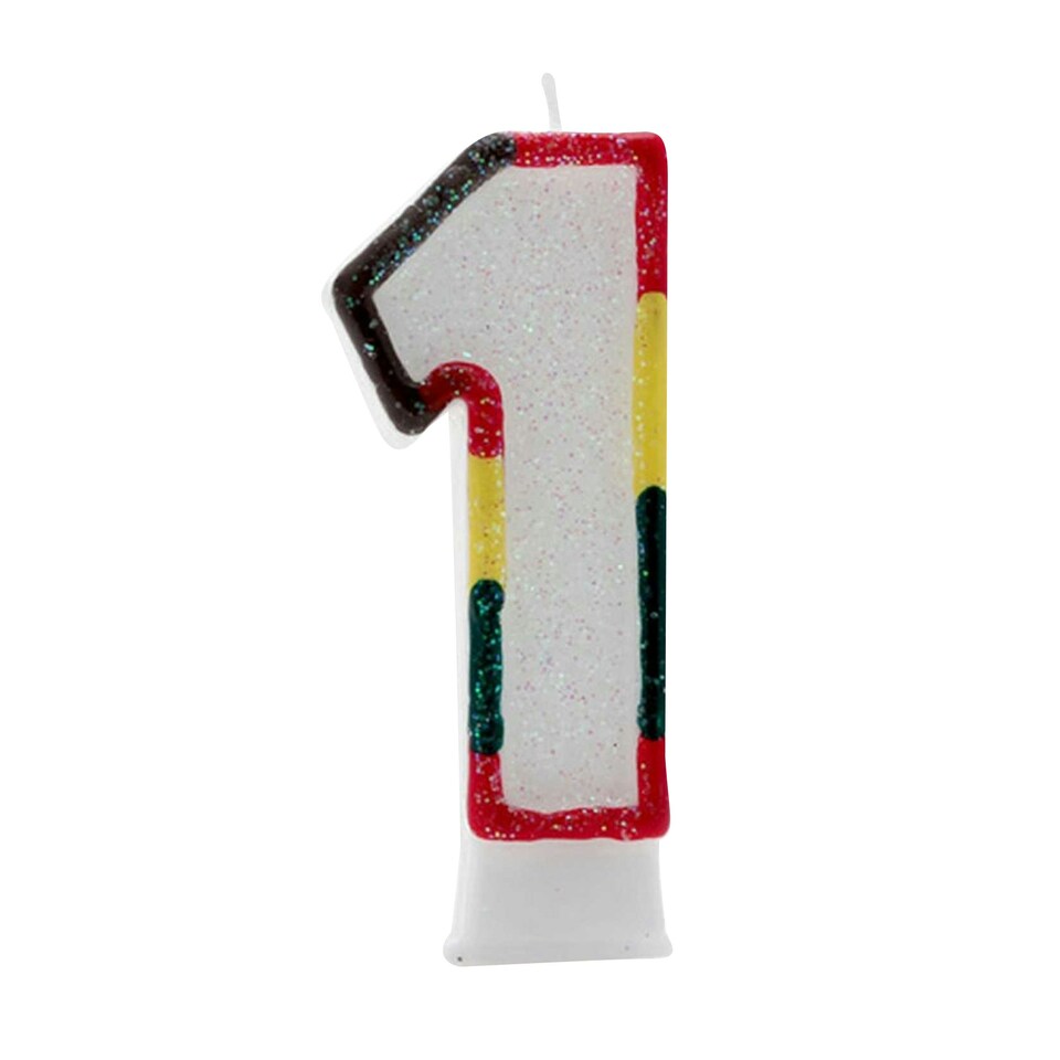 image 1 of Apac Multicoloured Birthday/Anniversary Number Candles (Pack Of 6) - White/Red/Yellow/Black - 6 White