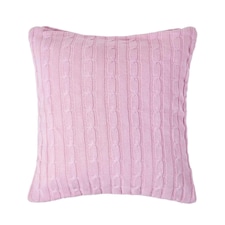 Homescapes Cotton Cable Knit Pastel Pink Cushion Cover - 45 x 45 cm | Pink | Pink | 45 x 45 cm
