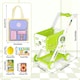 image 6 of Kids Adjustable Height Shopping Cart Trolley Play Set with Pretend Food & Play Money – Green