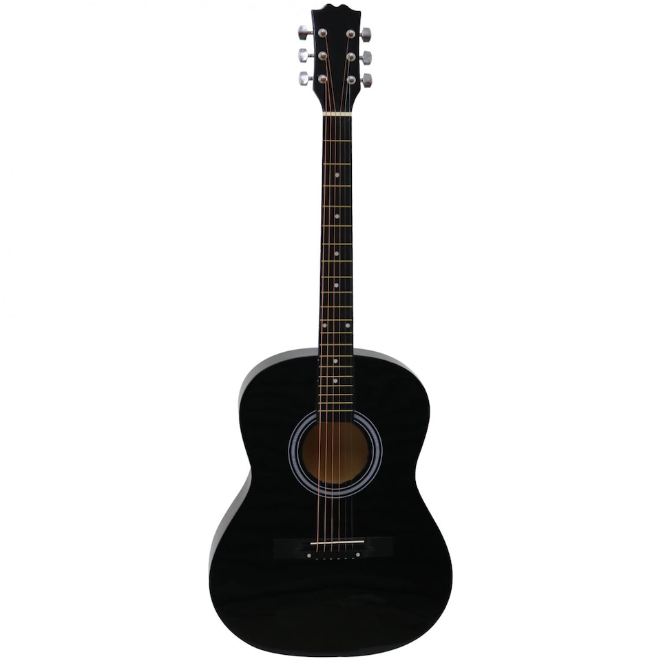 image 1 of Black 39 Inch Full Size 6 String Steel Strung Acoustic Guitar | Black