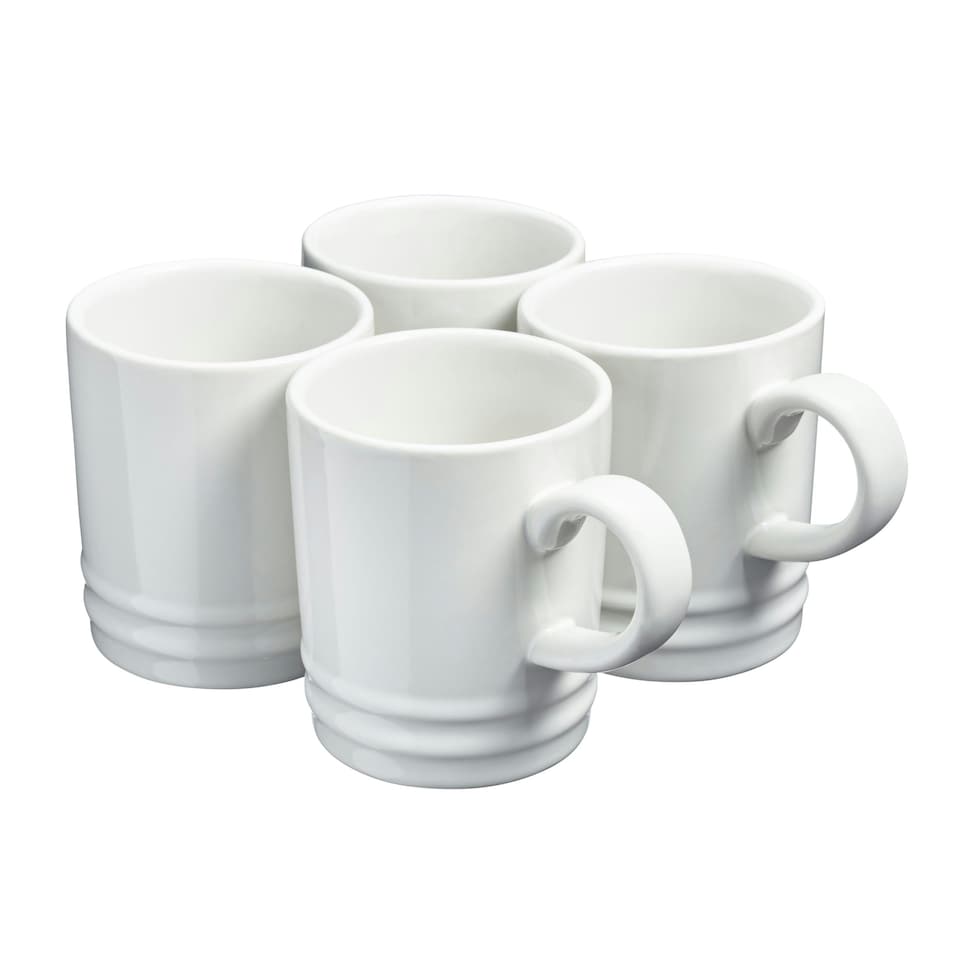 image 1 of Cooks Professional 4 Piece Mug Set |  Durable Dishwasher Safe Stoneware | 350ml | White | White