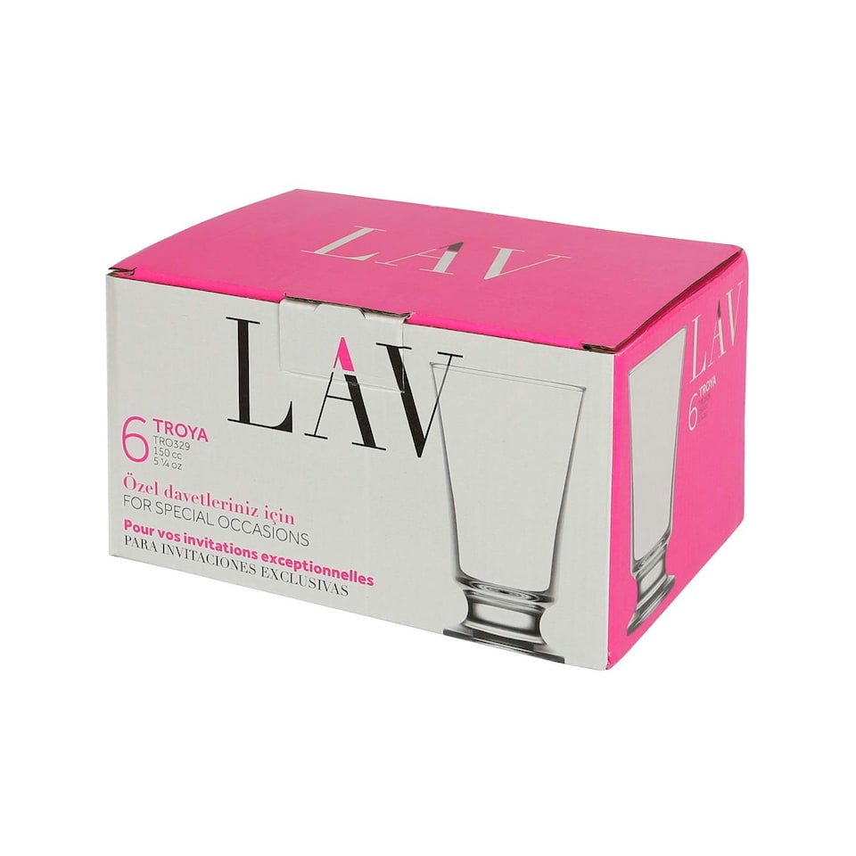 image 1 of LAV Troya Glass Footed Tumblers - 150ml - Pack of 6 Clear