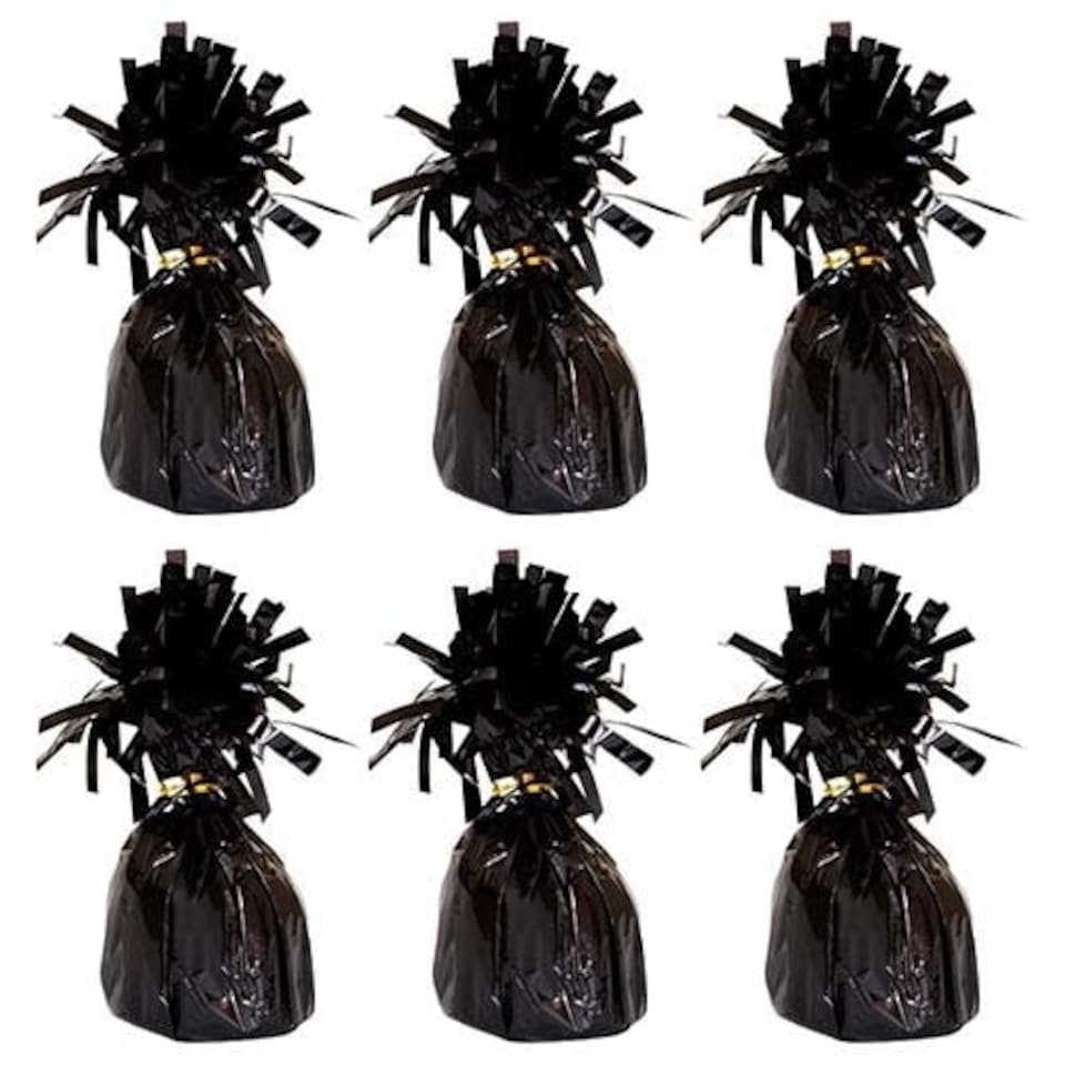 image 1 of Black Foil Balloon Weights - Pack of 6 | Black
