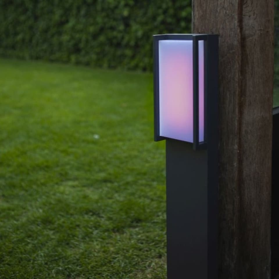 image 1 of CGC MARLA Dark Grey RGB Rectangular LED Post Light | Grey | Dark Grey | Height: 75 cm, Width: 11 cm, Depth: 9.3 cm