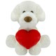 image 1 of Puppy Soft Toy Cream 26cm Puppy Plush With Red Love Heart Cuddly Toy Dog