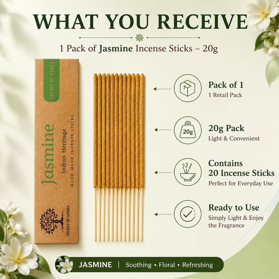 image 1 of Jasmine Incense Sticks 20g Pack of 1 – Scented Home Fragrance Agarbatti