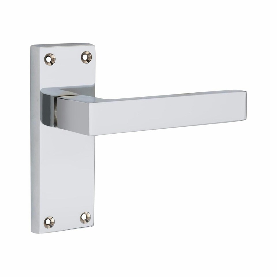 image 1 of Golden Grace 5 Pairs Victorian Straight Delta Door Handles Latch in Silver Polished Chrome - 120mm x 40mm Backplate Chrome