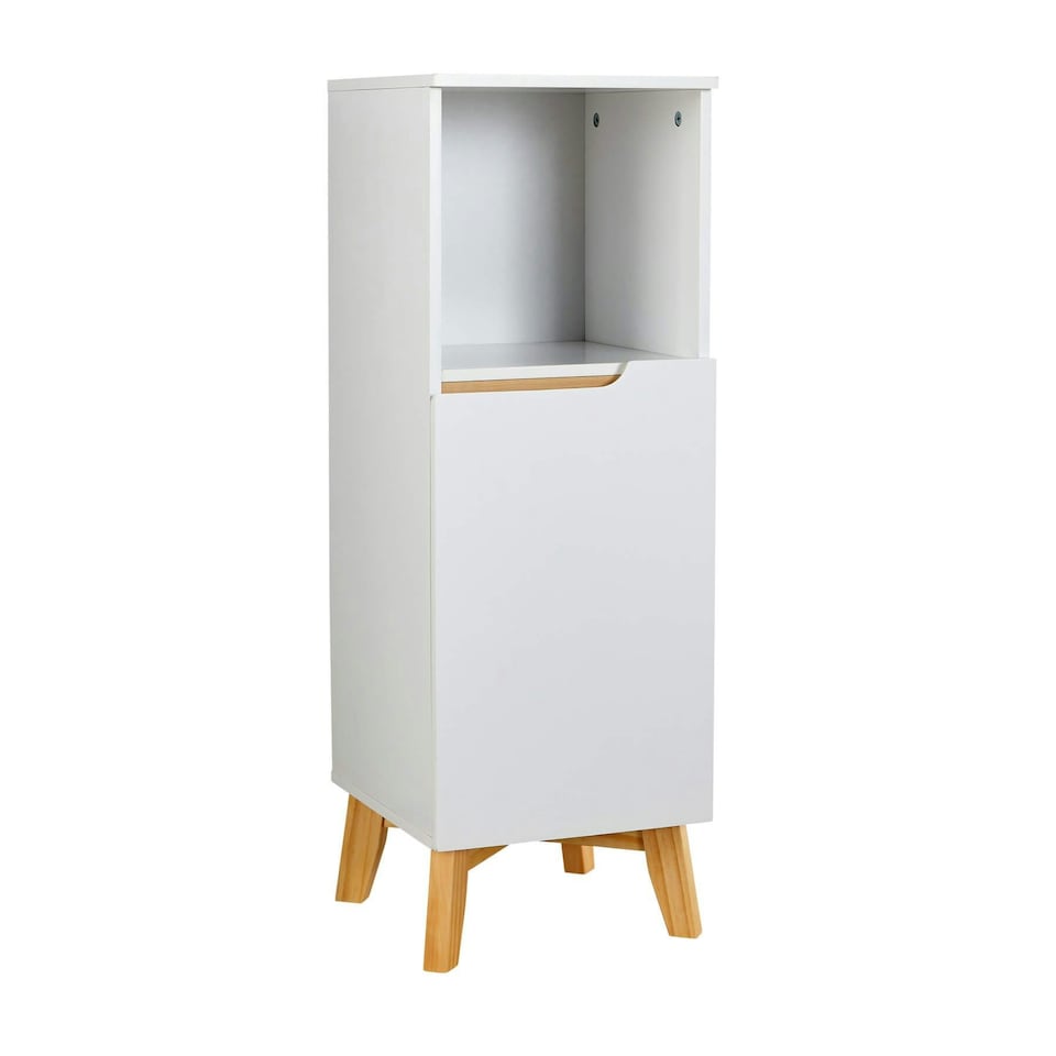 image 1 of Bathroom Floor Cabinet White 3 Storage Shelves Vanity Organiser Furniture