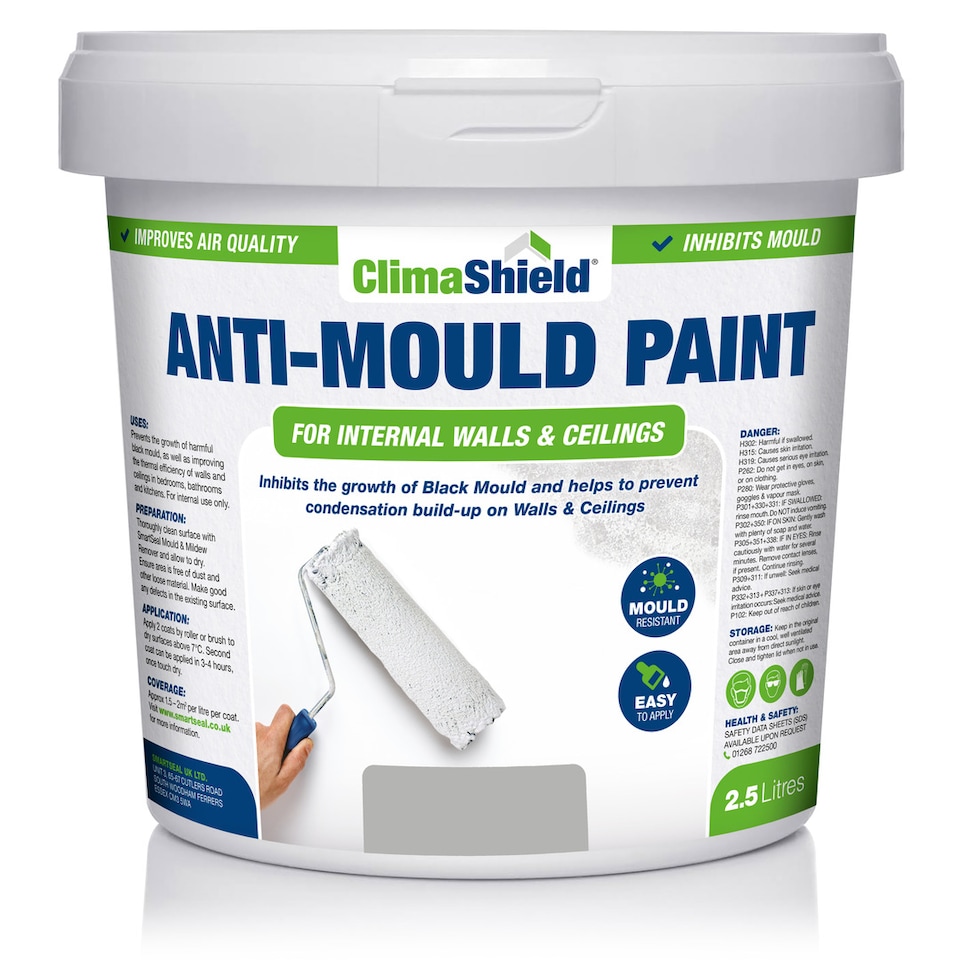 image 1 of SmartSeal - Anti-Mould Paint - Pale Slate (2.5L) For Bathroom, Kitchen and Bedroom Walls & Ceilings - Protection Against Mould