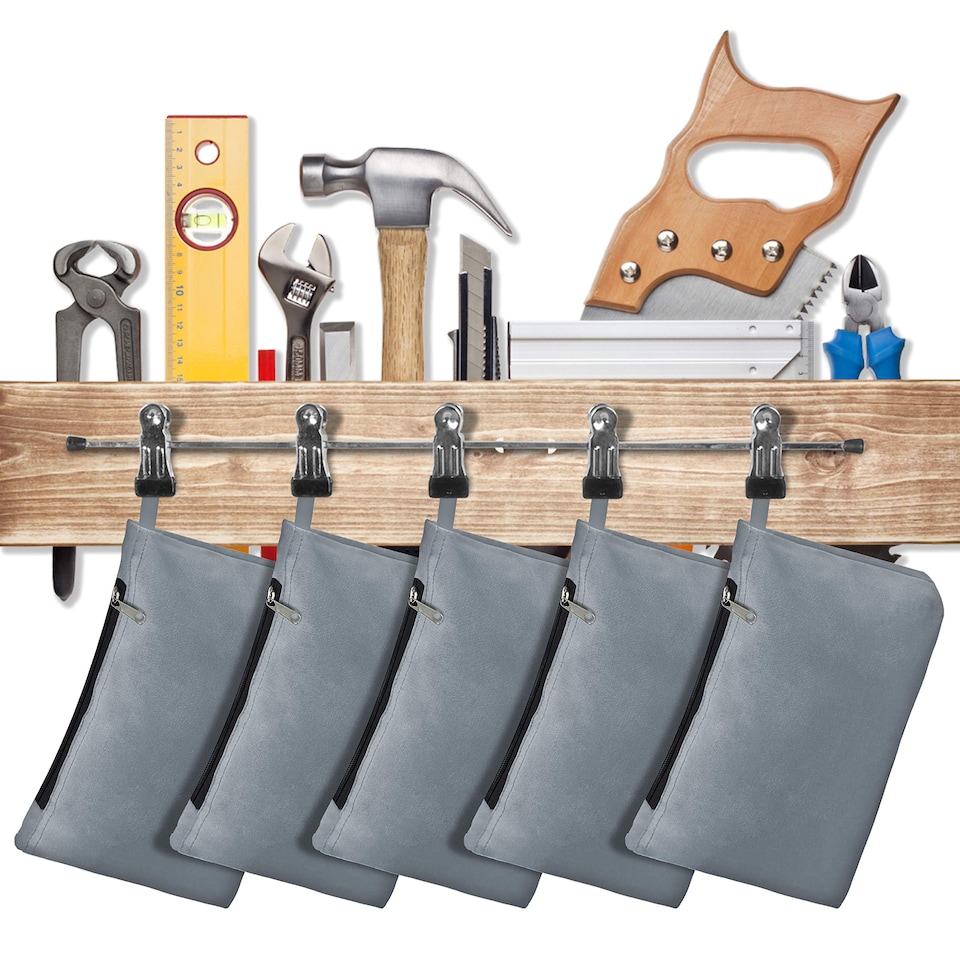 image 1 of Covers&All Tool Bag, 18 Oz Heavy Duty Waterproof Pouch with Sturdy, 7 in L x 11 in W x 7 in H, Gray