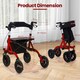 image 2 of COSTWAY Height Adjustable Foldable Rolling Walker with Seat Red