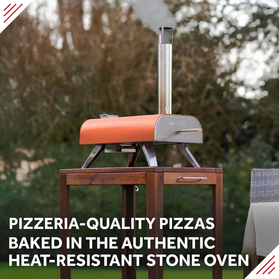 image 1 of George Foreman 12'' Deep Orange Wood Pellet Pizza Oven with Paddle & Carry bag GFWPPO1ORPC