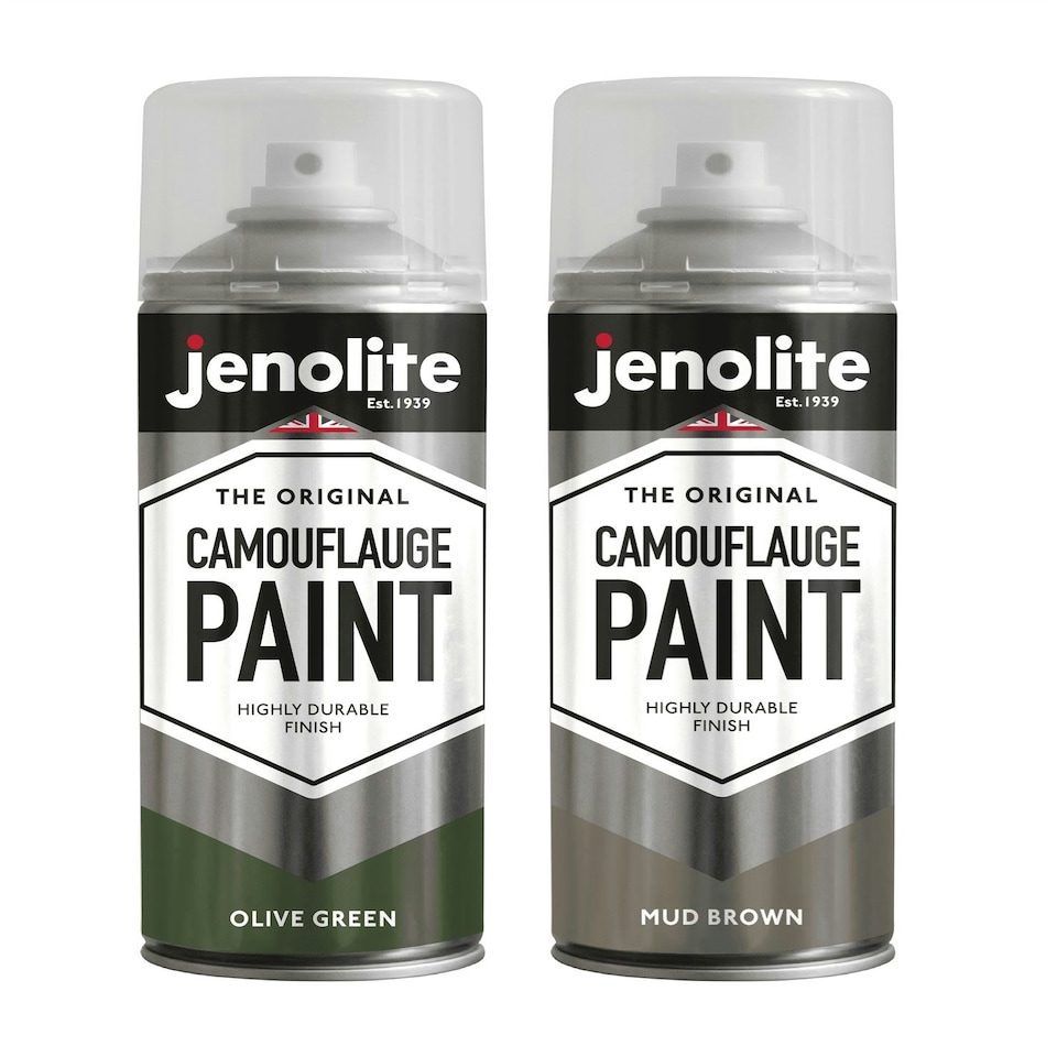image 1 of Jenolite Camouflage Matt Paint - Olive Green/Mud Brown - 400ml - 2-Pack