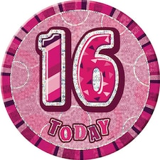 Unique Party 6 Inch Prism Age Giant Badge - Pink - 16
