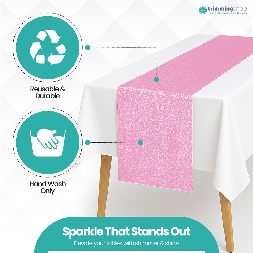 image 1 of Shimmer Sequin Table Runner, Overlay Sequin Table Linen - 11x108 Inch