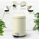 image 6 of Small Stainless Steel 3 Ltr Pedal Bin Kitchen Bathroom Toilet Rubbish, Cream | Cream