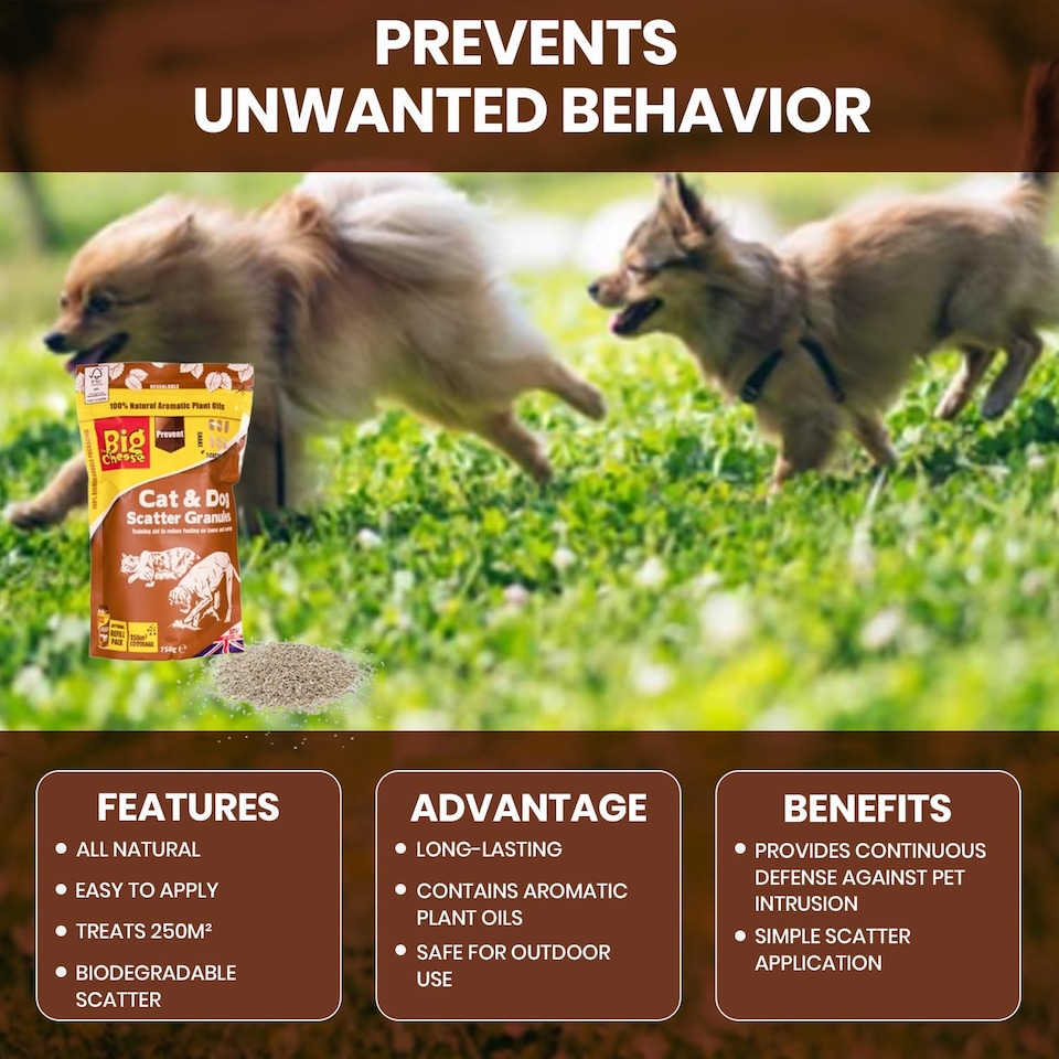 image 1 of Cat and Dog Scatter Granules 750g Natural Plant Oil Garden Pet Repellent for Digging Scratching Fouling Outdoor Patio