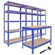 image 1 of Monster Racking: 3 T-Rax Storage Shelving Units & 120cm Q-Rax Workbench Blue