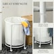 image 6 of HOMCOM 100L Round Laundry Hamper with Wheels for Bedroom Bathroom Cream White