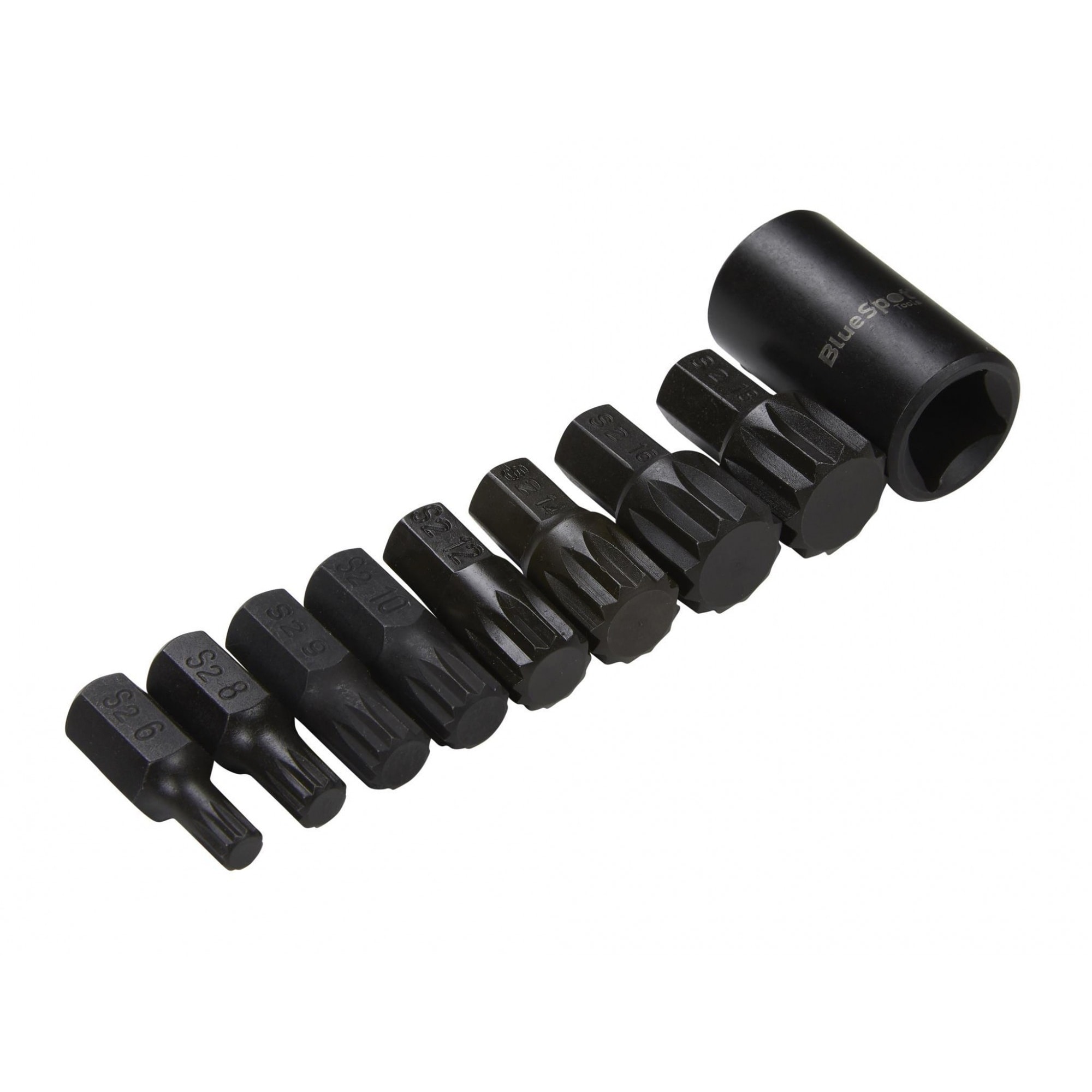Bluespot Tools 1/2in Impact Spline Bit Set, 9 Piece Multi Multi Colour One Size 1