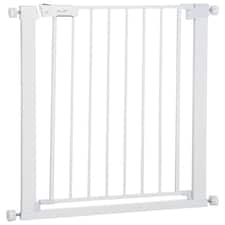 Pawhut Pet Safety Gate Door Barrier Dog Metal Indoor Fence White 75-82cm