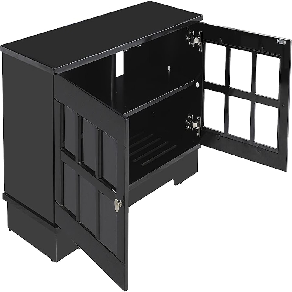 image 1 of MDA Designs Hamilton Black Freestanding Traditional TV Cabinet with Storage Elegant Classic Design for Flat Screen TVs up to 55" Black