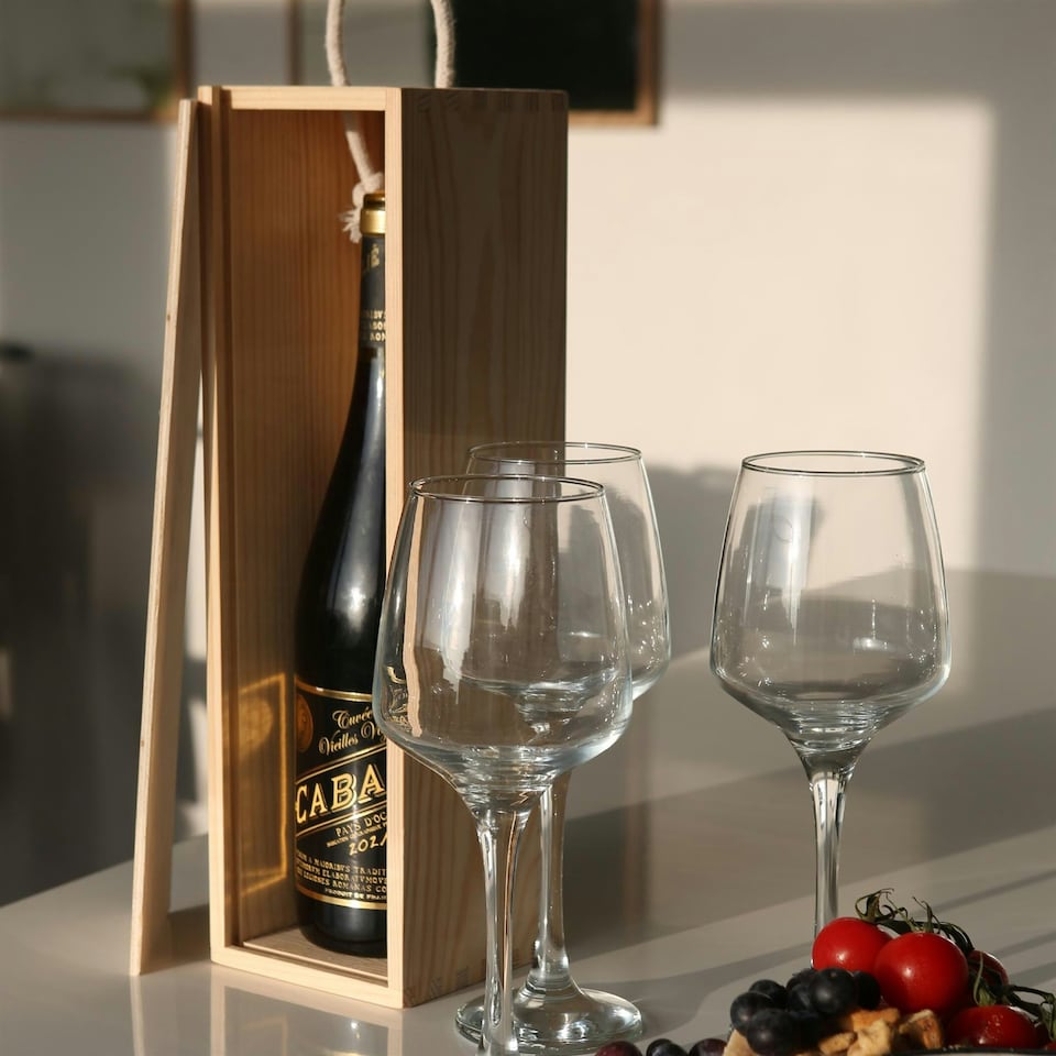 image 1 of Harbour Housewares Wooden Wine Box - Single Bottle - Natural