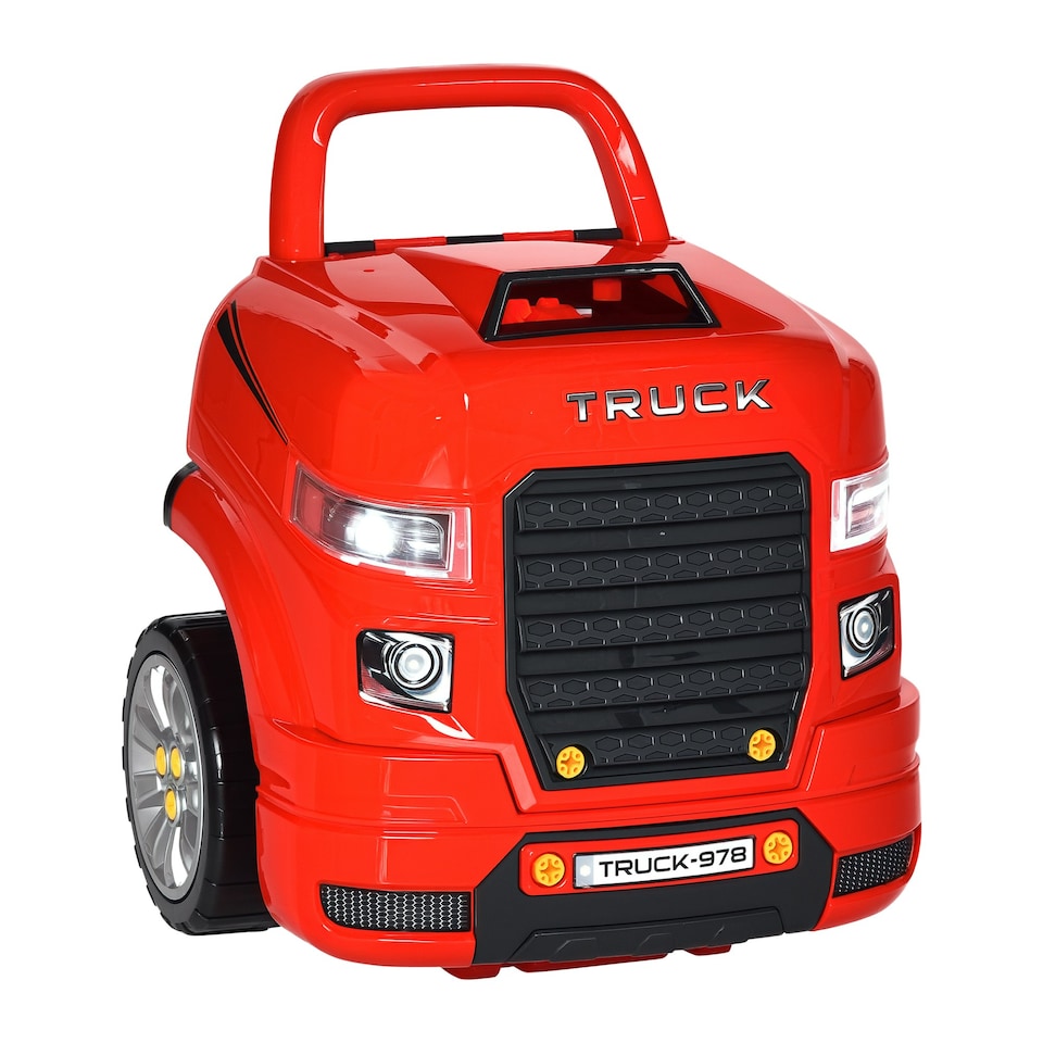 image 1 of HOMCOM Kids Truck Engine Toy Set w/ Horn, Light, Car Key for 3-5 Years Old Red