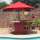 image 2 of Yaheetech 230 cm Patio Umbrella with 6 Ribs Push Button Tilt and Crank-Red