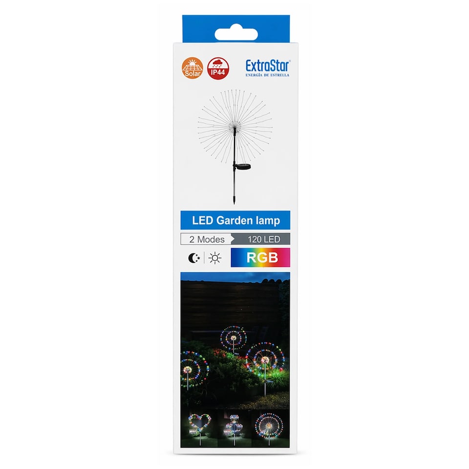 image 1 of Solar LED Garden Stake Light 120 LEDs Multicolor 3000K Adjustable Waterproof IP44 Outdoor Lamp
