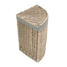 Small Antique Wash Corner Linen Basket with Grey Sage Lining Grey | Grey