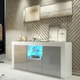 image 4 of TV Unit 145cm Grey Gloss Doors Free LED White Matt Media Cabinet | White | Grey | One Size | 1
