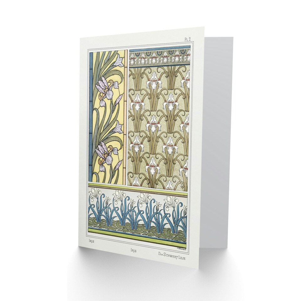 image 1 of Maurice Pillard Verneuil Art Card Iris Floral Patterns