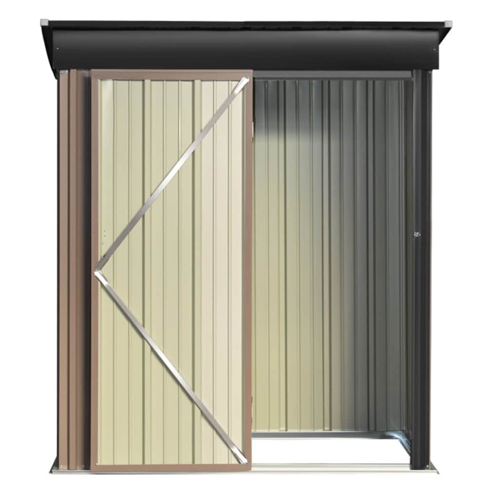 image 1 of Living and Home Garden Storage Shed with Lockable Door - Brown 154.5 x 94 x 181cm