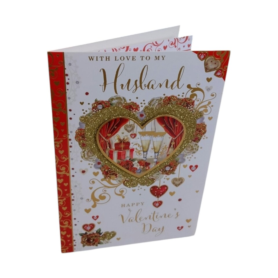 image 1 of To My Husband Heart Wreath Frame Design Valentine's Day Card