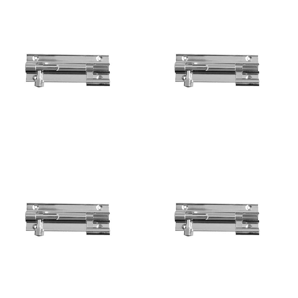 4 PACK High-Quality Brass Necked Barrel Bolts 102x25mm in Polished Chrome for Enhanced Security - Door Bolt