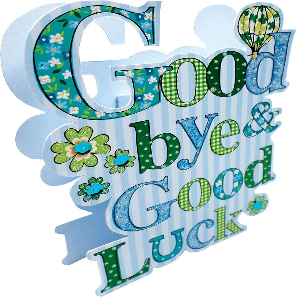 Good Bye & Good Luck Leaving Glitter Finished Card