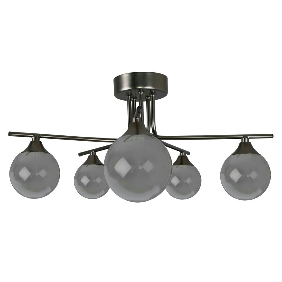 image 1 of Carney Gun Metal Smoked 5 Light Semi Flush Ceiling Light