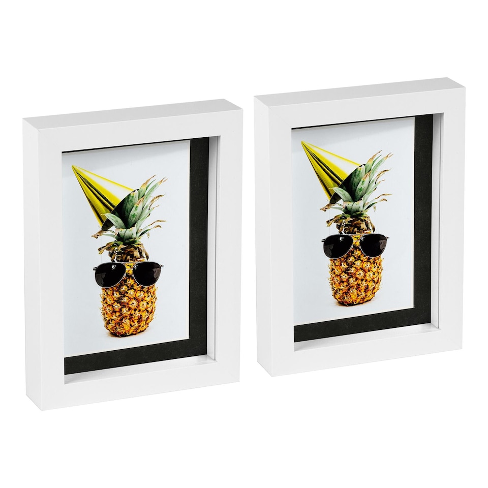 image 1 of Nicola Spring 5 x 7" Photo Frames - Black Mount 3D Photo Frame Picture Frame Box Portrait Display Case & Spacer (20 x 15cm) x2