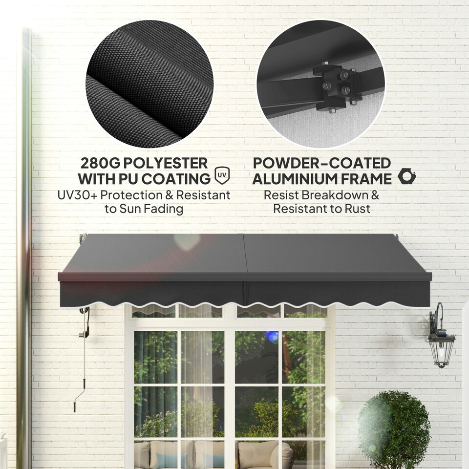 image 1 of Outsunny Electric Retractable Awning w/ Aluminium Frame Beige Grey | Dark Grey