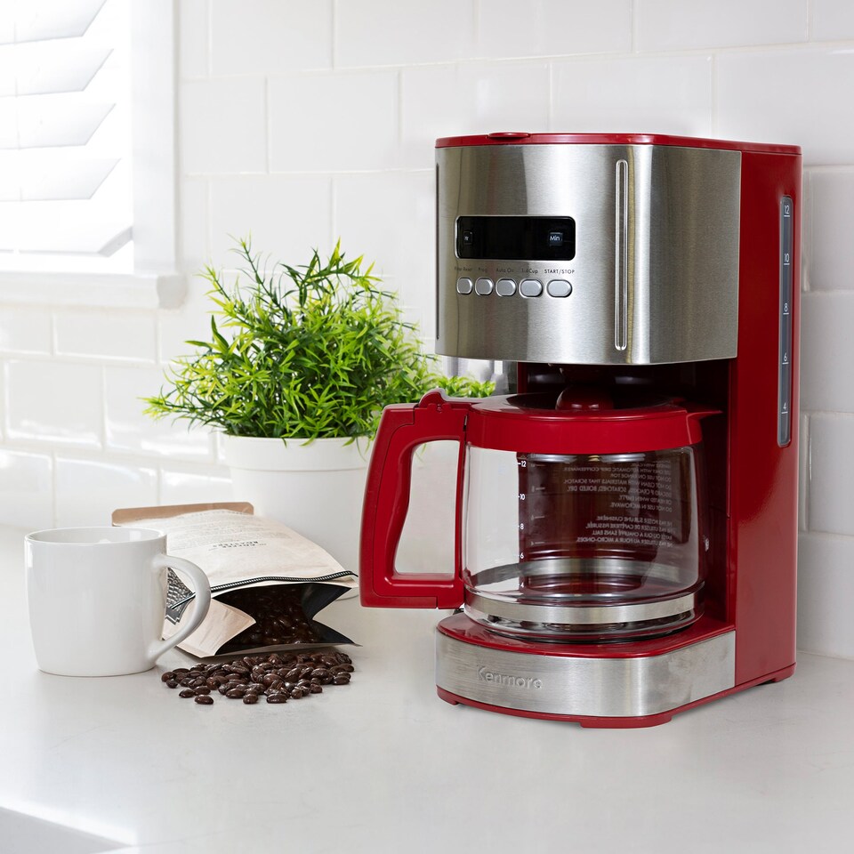 image 1 of Kenmore Aroma Control Programmable 12-cup Coffee Maker, Red/Stainless