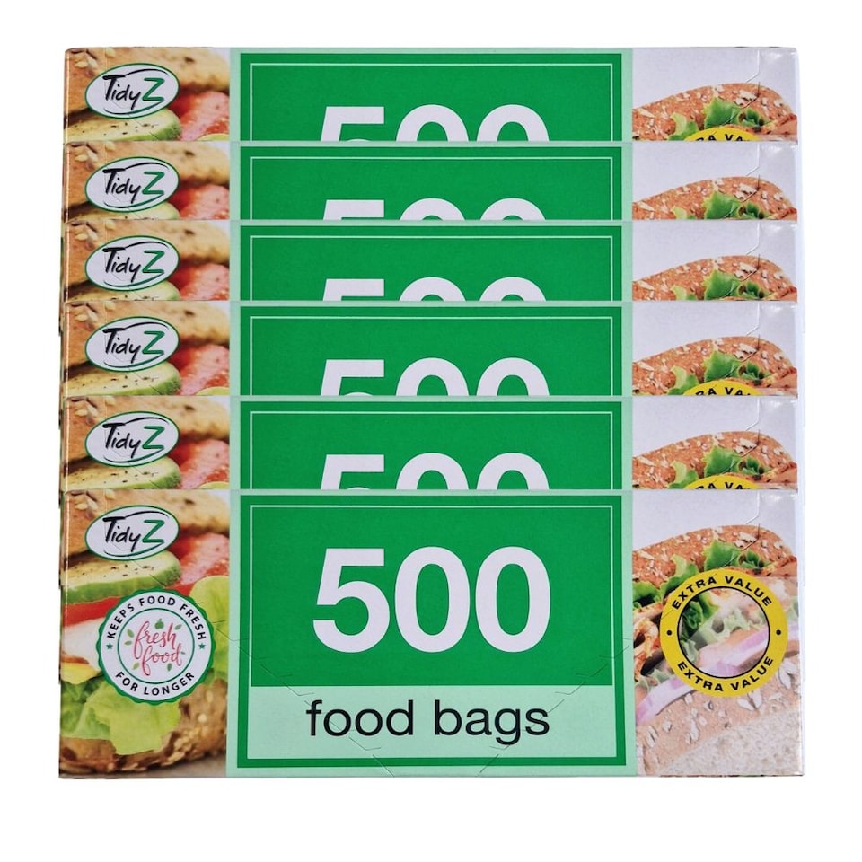 TidyZ Multipurpose Food Bags 500 Assorted Pack