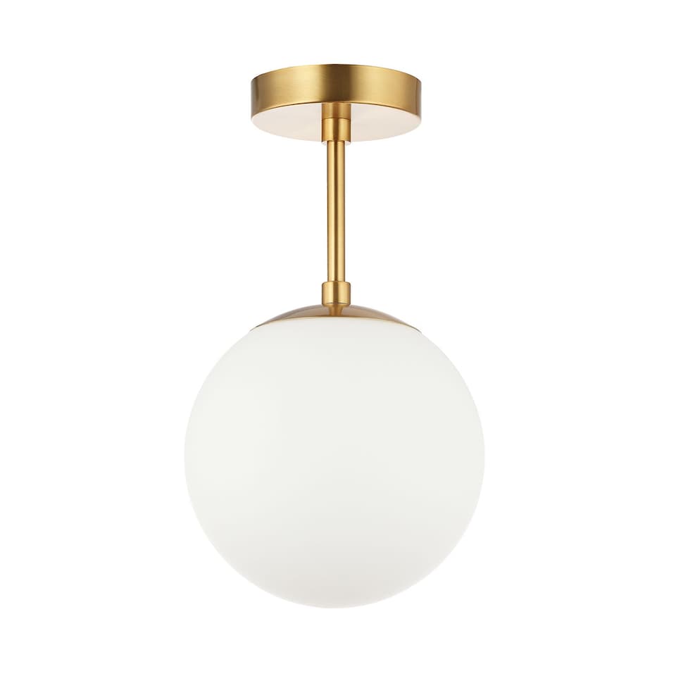 image 1 of Traditional Glass Globe IP44 Bathroom Ceiling Light Fixture in Brushed Gold | Gold | Gold | 1