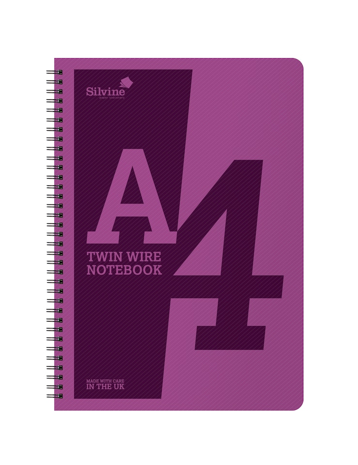 image 1 of A4 Twin Wirebound Purple Plastic Front Notebook 160 Pages