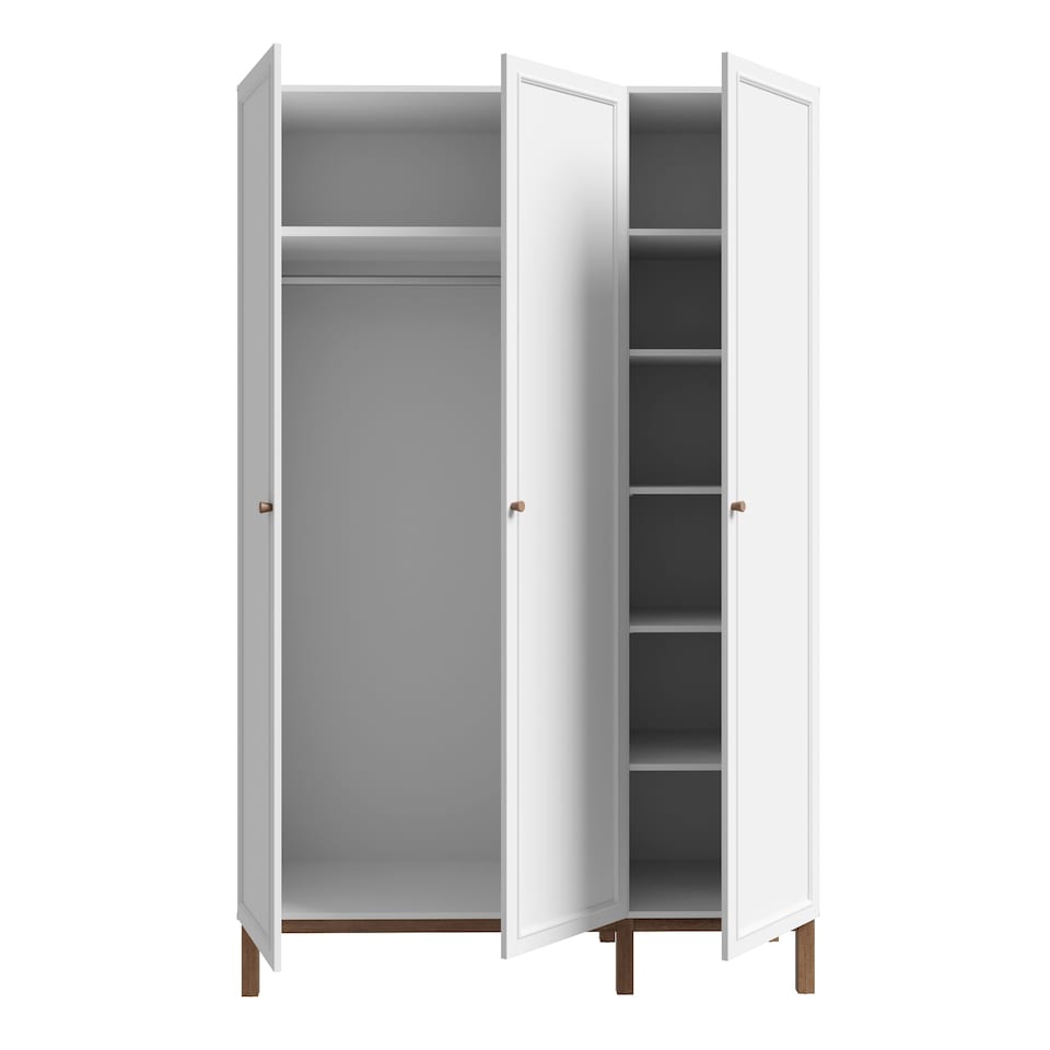 image 1 of Wensley 3 Door Wardrobe in Light Grey and Oak