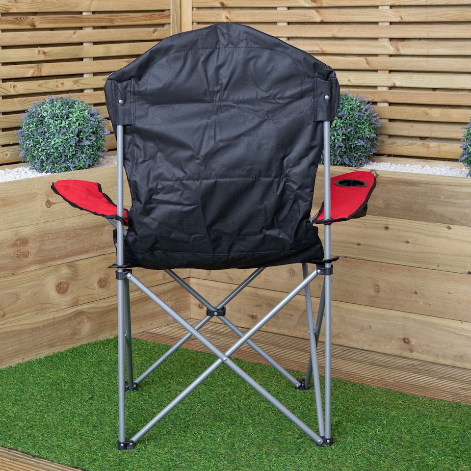 image 1 of Luxury Padded High Back Folding Outdoor, Camping, Fishing Chair in Red