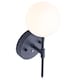 image 3 of Matt Black Wireless Rechargeable Touch Dimmable Wall Light with Opal White Shade | Black